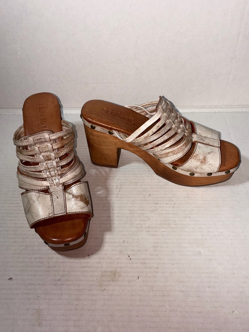 BED STU Shantel  Wood Clog Block Heels Nectar Lux Sz 10 NWOB